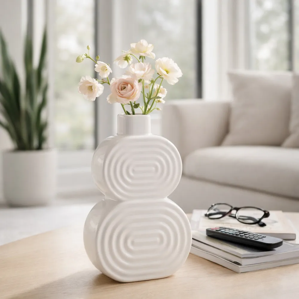 LEONAGATE WHITE VASE 10 (IN)