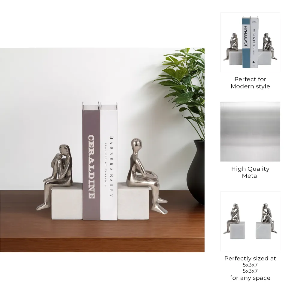 HARPERSHAW SET OF 2 SILVER BOOKENDS 8 (IN)