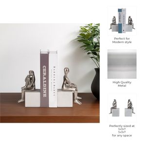 HARPERSHAW SET OF 2 SILVER BOOKENDS 8 (IN) 10