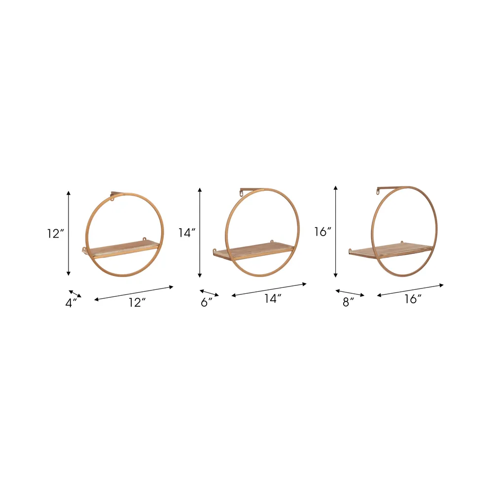 GAIGESTONE SET OF 3 BRONZE WALL SHELF 8 (IN)