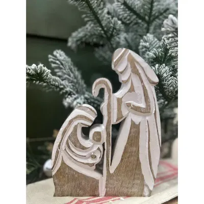 Whitewashed Nativity 7x5in