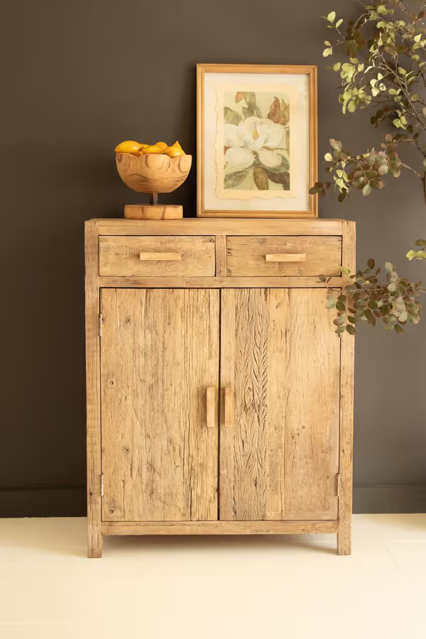Reclaimed Wood Cabinet with Two Doors and Two Drawers