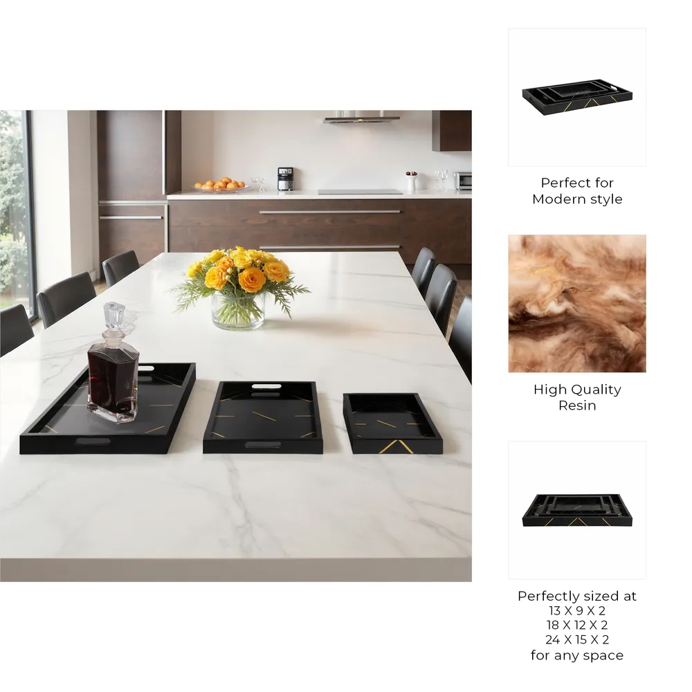 VINSONVIEW SET OF 3 BLACK TRAY 2 (IN)