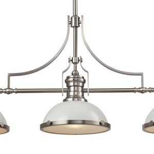 Chadwick 47'' Wide 3-Light Linear Chandelier - Satin Nickel with Gloss White 4