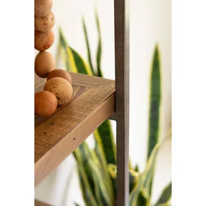 Narrow Wood and Metal Display Shelf 2