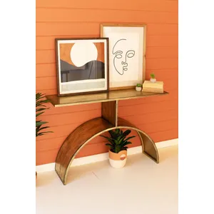 Antique Brass Console Table with Arched Base 2