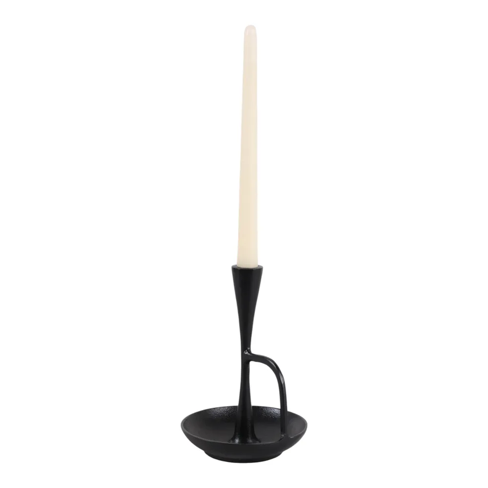 DECKERROSE BLACK CANDLE HOLDER 8 (IN)