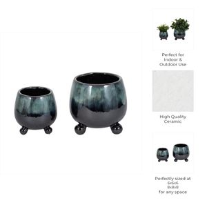 SUTTONOAK SET OF 2 BLUE PLANTER 8 (IN) 9