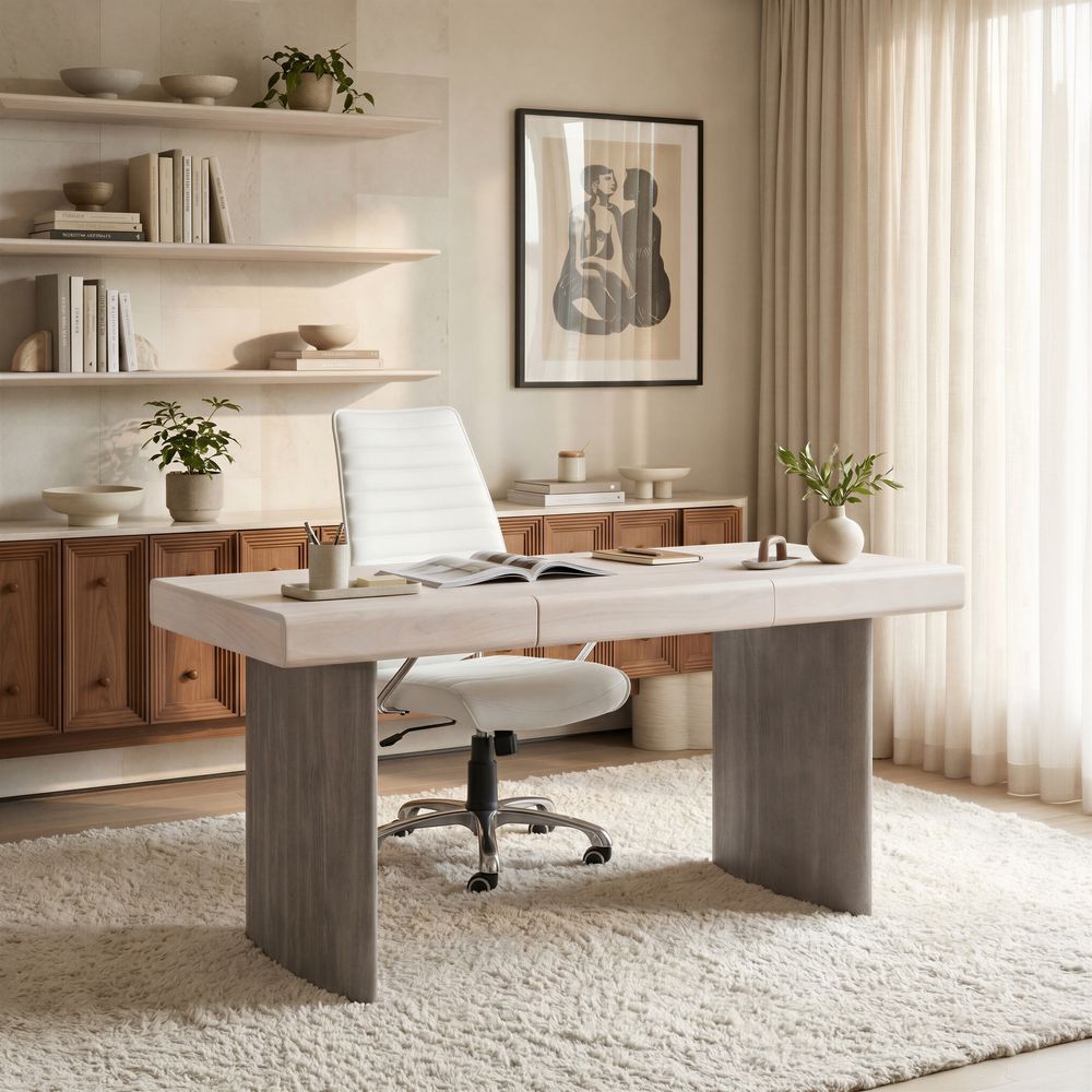 Soula Desk Whitewashed & Driftwood Gray