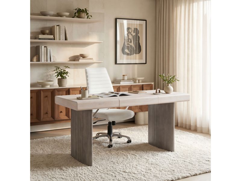 Soula Desk Whitewashed & Driftwood Gray 2