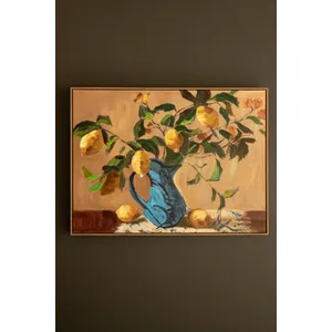 Framed Lemon Branches in a Blue Vase Painting 4