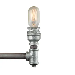 Cast Iron Pipe 22'' Wide 3-Light Vanity Light - Weathered Zinc 4