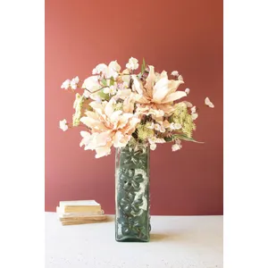 Square Glass Vase with Embossed Flowers 3