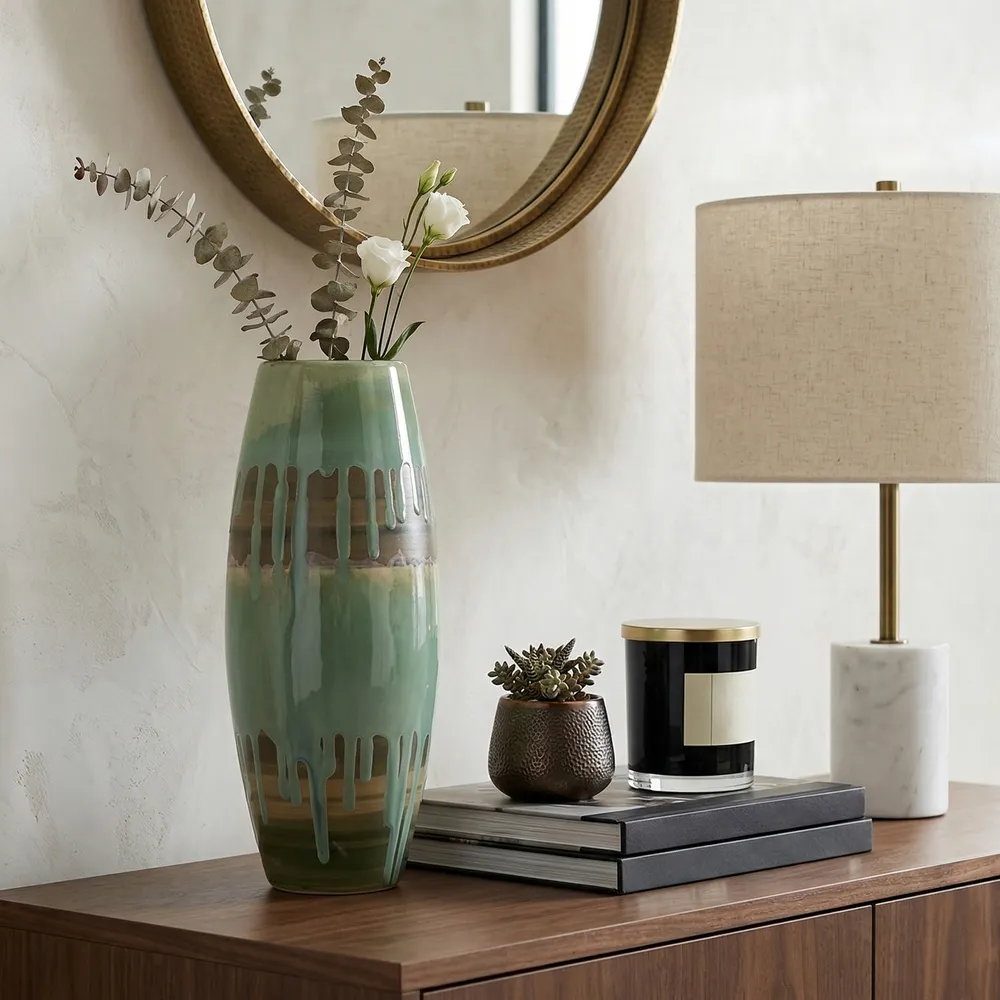 ANSELOAK GREEN VASE 18 (IN)