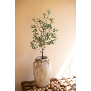 Carved Wood Vase with Shell Detail 1