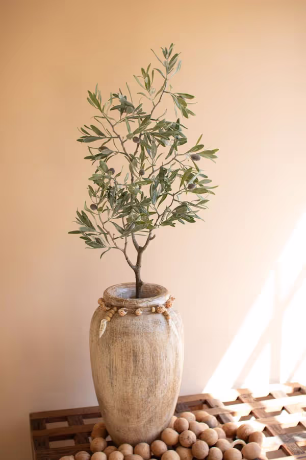 Carved Wood Vase with Shell Detail