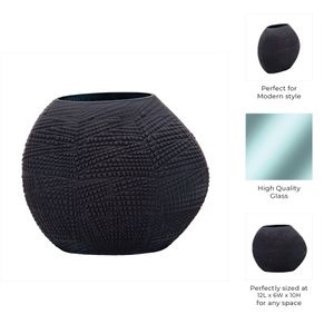 HELTONWELL BLACK GLASS VASE 10 (IN) 6