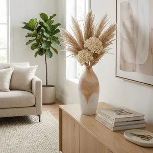 DRAKELEY TAN GLASS VASE 16 (IN) 2