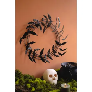 Black Metal Flying Bat Halloween Wreath 5