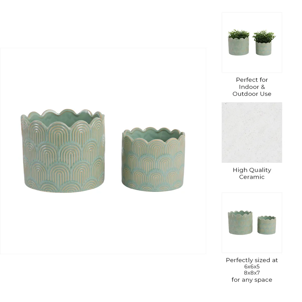 MORGANWIND SET OF 2 GREEN PLANTER 7 (IN)