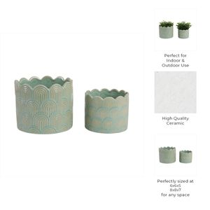 MORGANWIND SET OF 2 GREEN PLANTER 7 (IN) 9