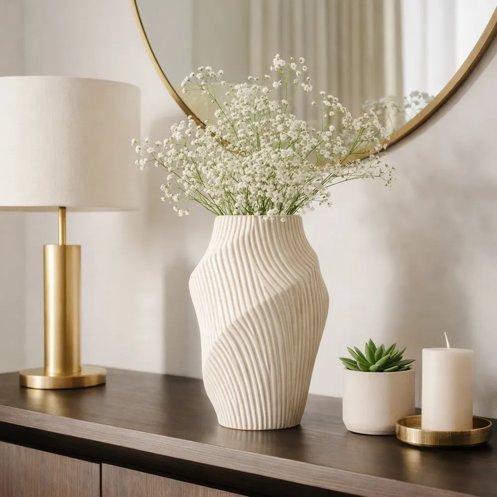 DORSEYSTONE CREAM VASE 14 (IN)
