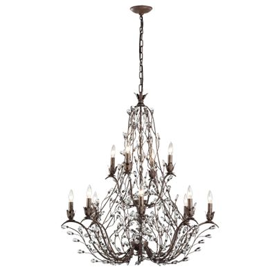 Sagemore 37″ Wide 12-Light Chandelier - Bronzed Rust