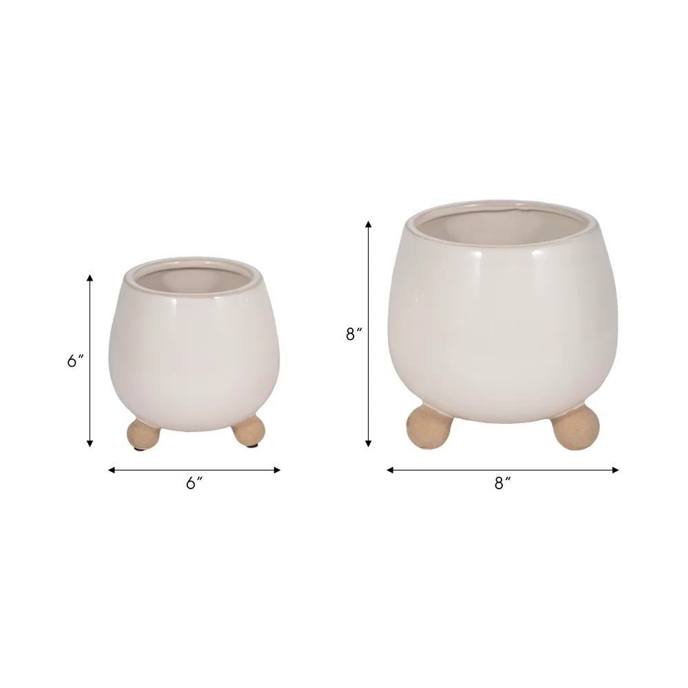 SUTTONOAK SET OF 2 IVORY PLANTER 8 (IN)
