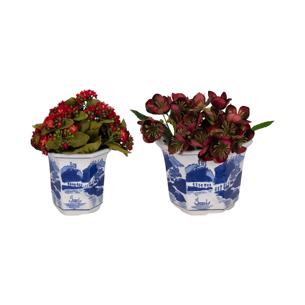GREERWELL SET OF 2 BLUE PLANTER 6 (IN)