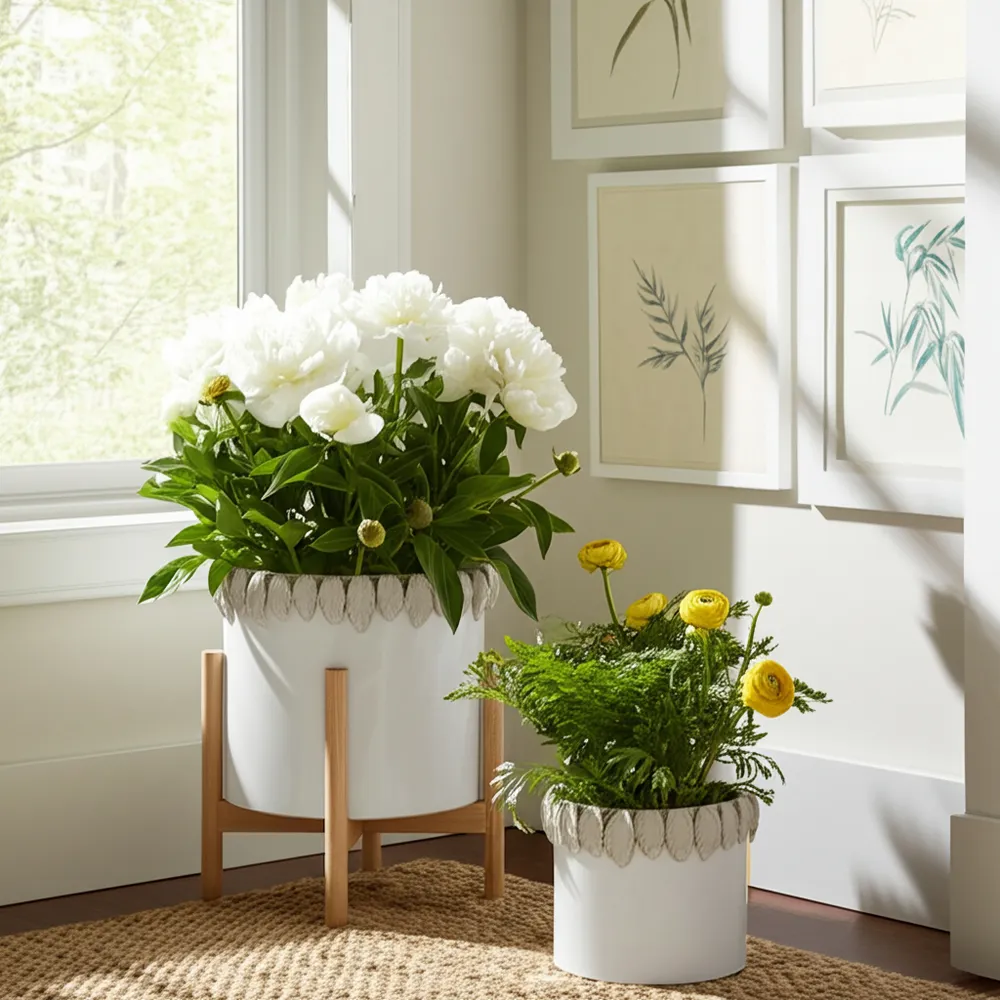 GARLANDWELL SET OF 2 WHITE PLANTER 9 (IN)