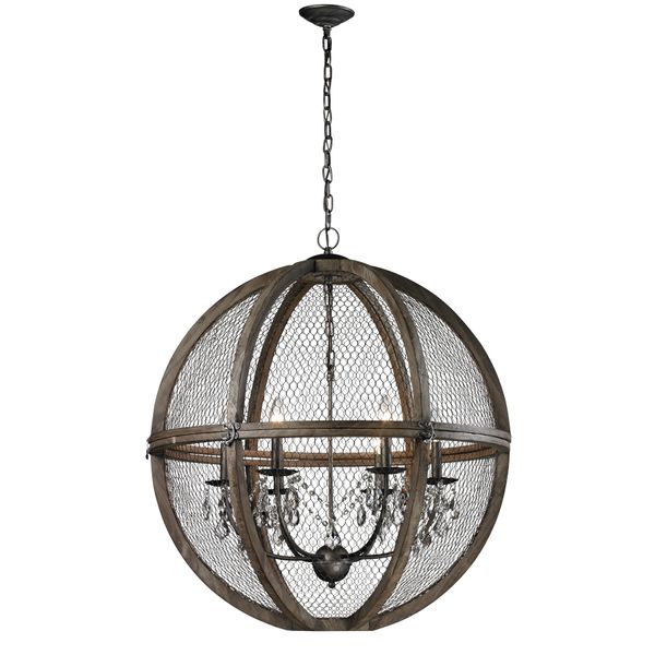 Renaissance Invention 30'' Wide 6-Light Chandelier - Weathered Zinc