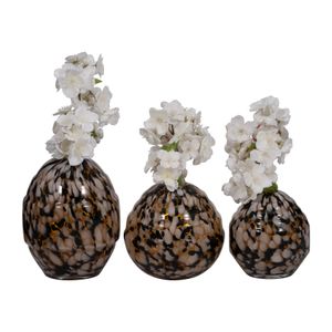 BENTONOAK SET OF 3 ORANGE GLASS VASES 8 (IN) 3