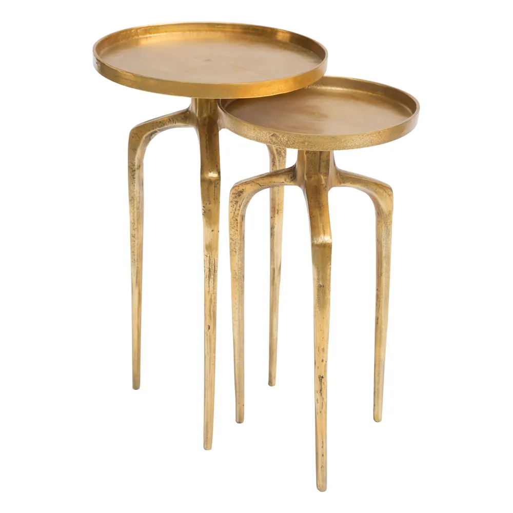 Como Accent Table Set Antique Gold