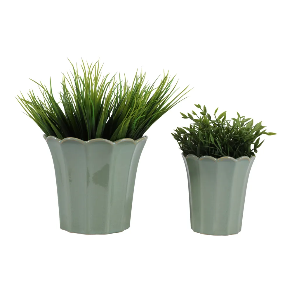 DEANGROVE SET OF 2 GREEN PLANTER 8 (IN)