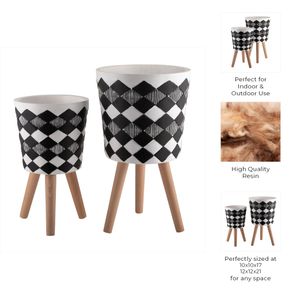GLASTONCREST SET OF 2 BLACK PLANTER 21 (IN) 10