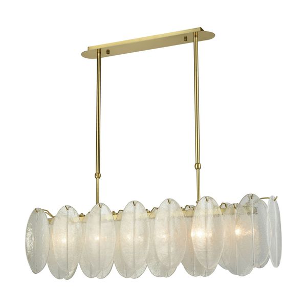 Hush 47'' Wide 6-Light Linear Chandelier - Aged Brass with White