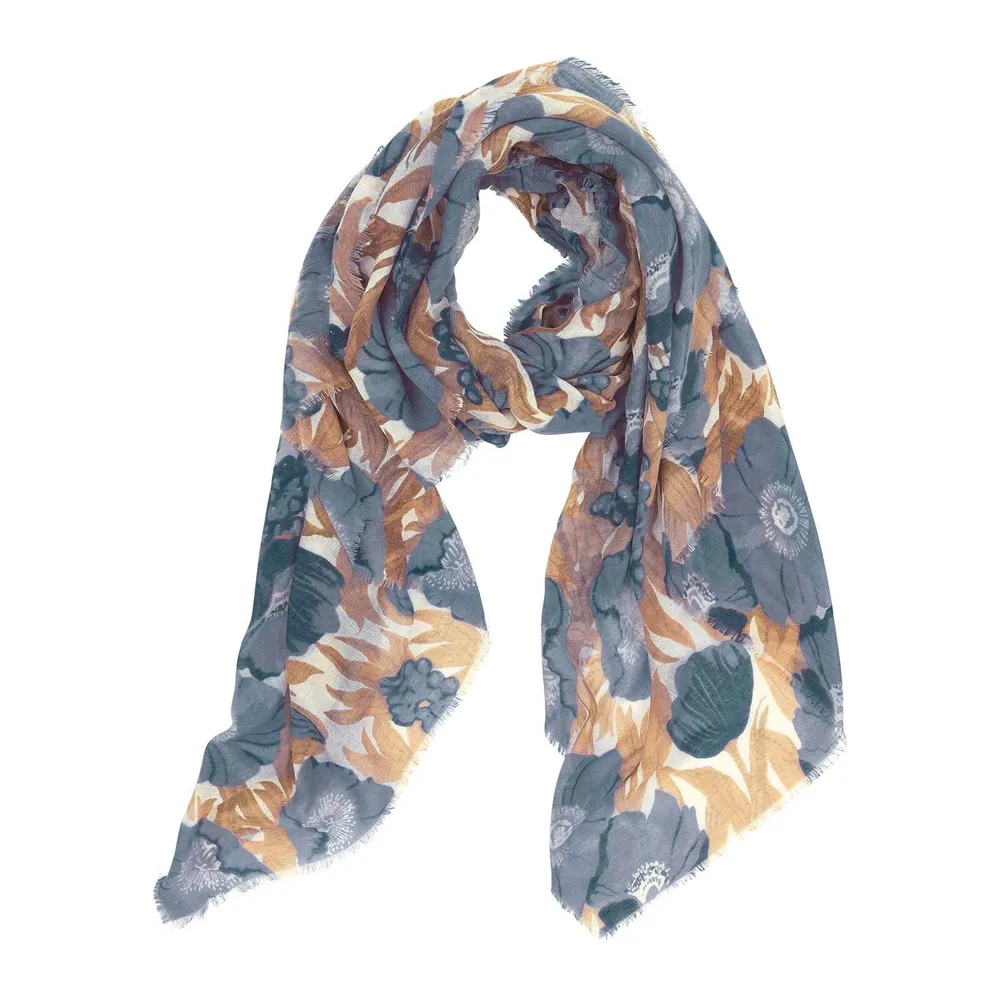 Icelandic Poppies Blue Featherweight Scarf