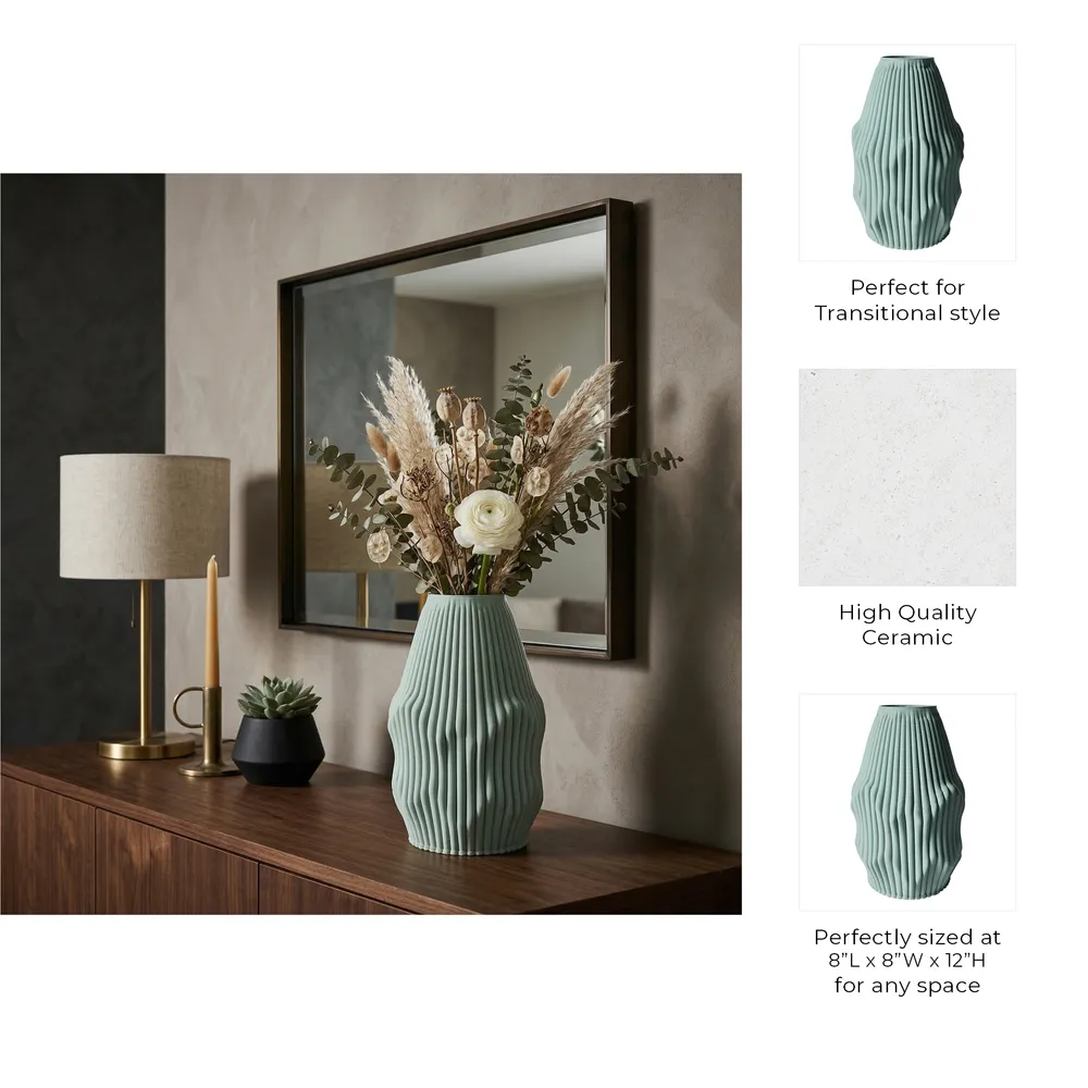 RUBYLEY GREEN VASE 12 (IN)