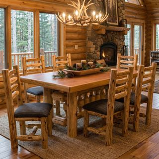 Cedar Log Rectangle Dining Table - 8-foot - Natural - Armor