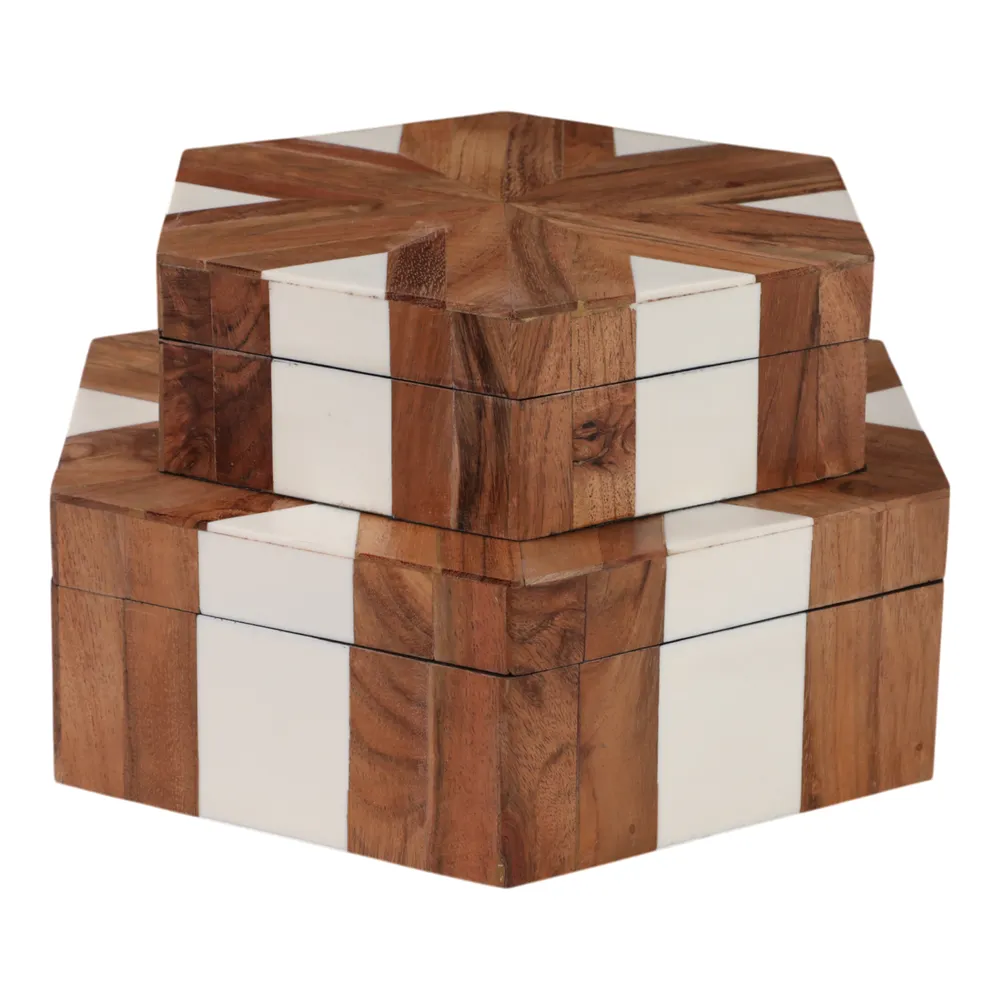DEWEYCROSS SET OF 2 WHITE BOXES 4 (IN)