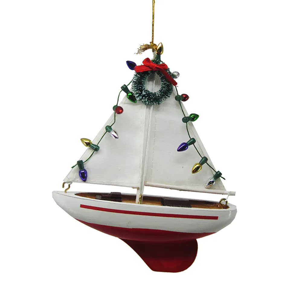 5-1/2" SAILBOAT CHRISTMAS ORNAMENT