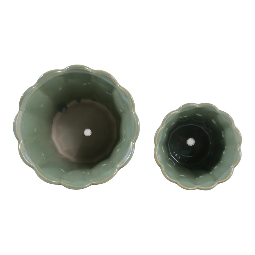 DEANGROVE SET OF 2 GREEN PLANTER 8 (IN)