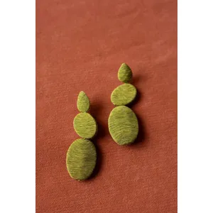 Fabricwrapped Earrings / Chartreuse 7