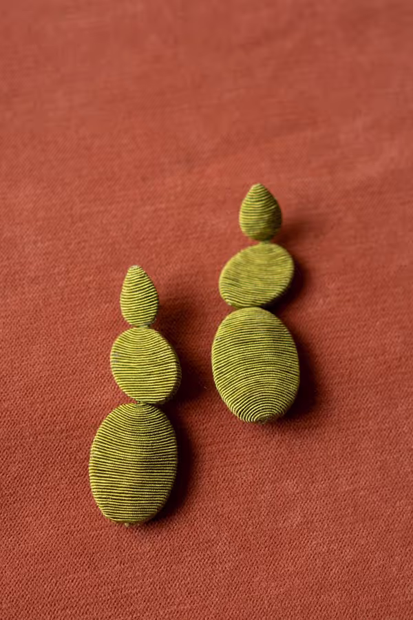 Fabricwrapped Earrings / Chartreuse