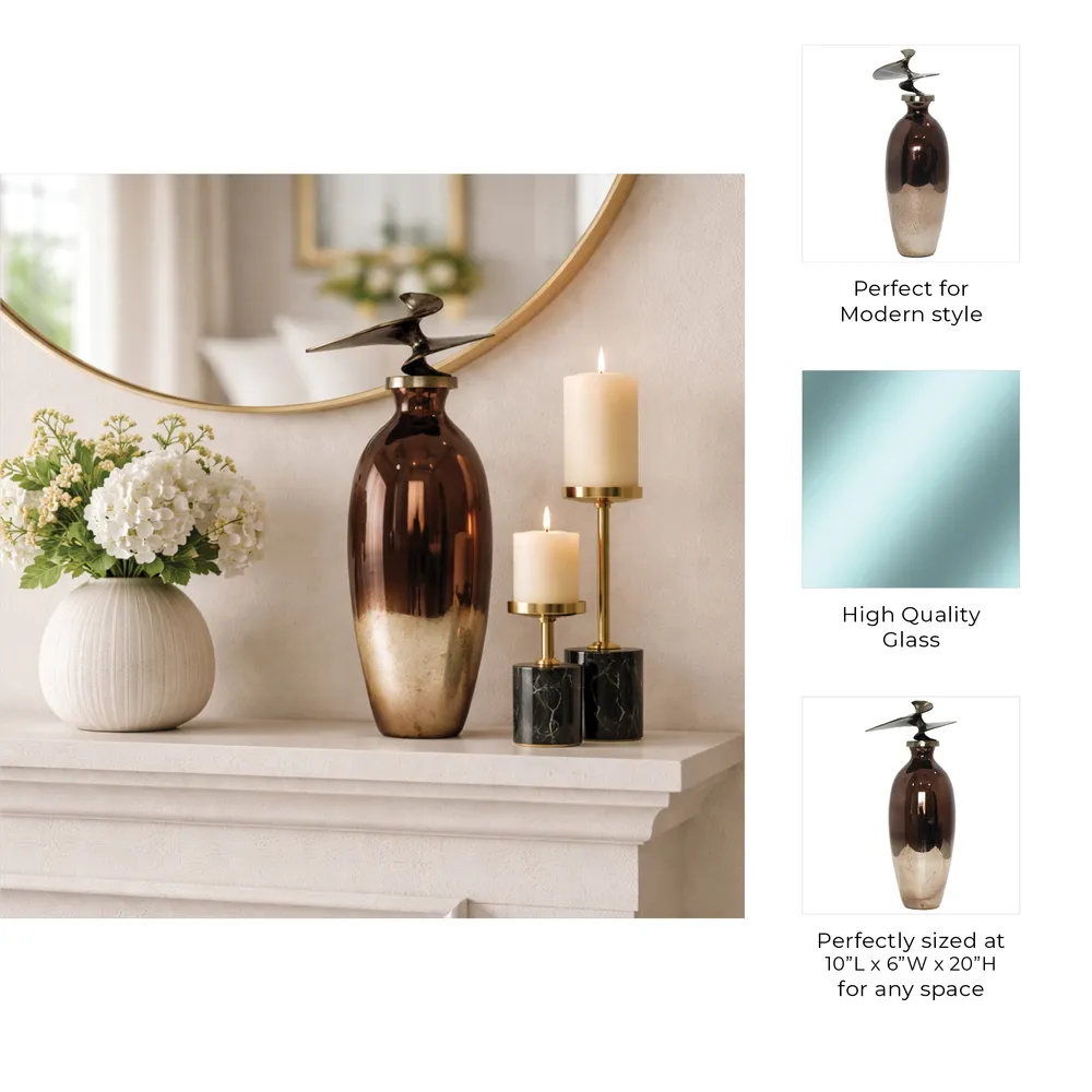 CEDARFORD BRONZE GLASS VASE 20 (IN)
