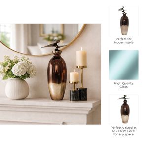 CEDARFORD BRONZE GLASS VASE 20 (IN) 10