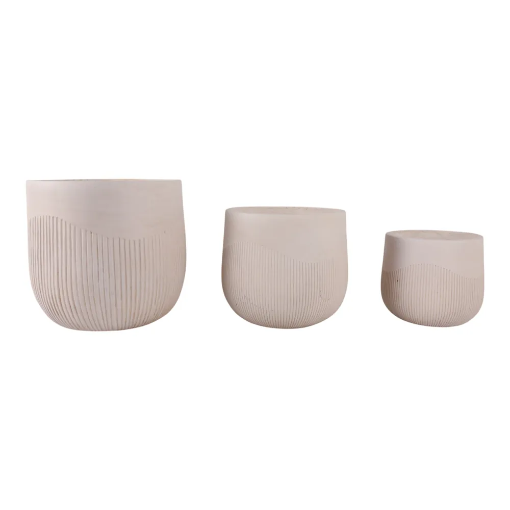 TODDCLIFF SET OF 3 IVORY PLANTER 16 (IN)