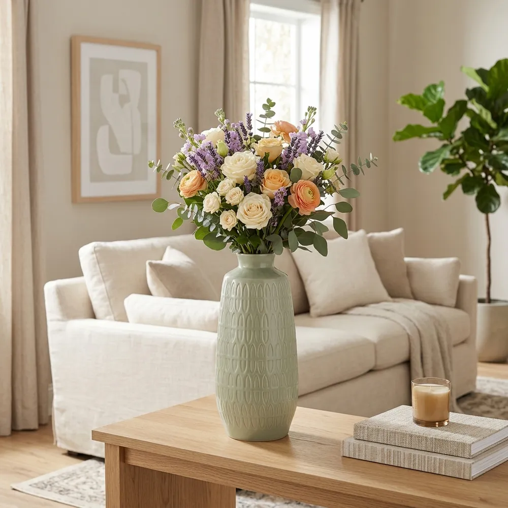 BECKLAKE GREEN VASE 15 (IN)