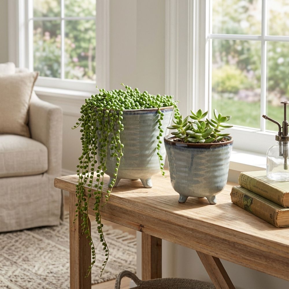 REXDALE SET OF 2 BLUE PLANTER 6 (IN)
