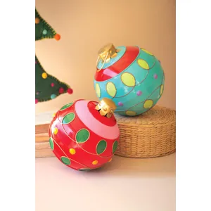 Set of 2 Large Colorful Christmas Ball Ornaments 1